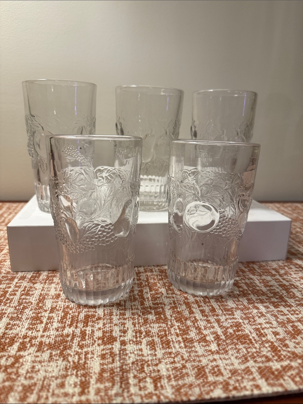 vintage Cambridge Glass Near Cut Inverted Strawberry Tumbler set/5